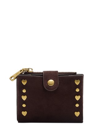 CARD HOLDER WITH ZIP AND STUDS - Wallet - dark brown