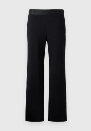 Pantalons larges noirs avec un motif texturé et une taille élastique arborant le logo « JOOP ! ». Fabriqués en matériau doux et extensible.