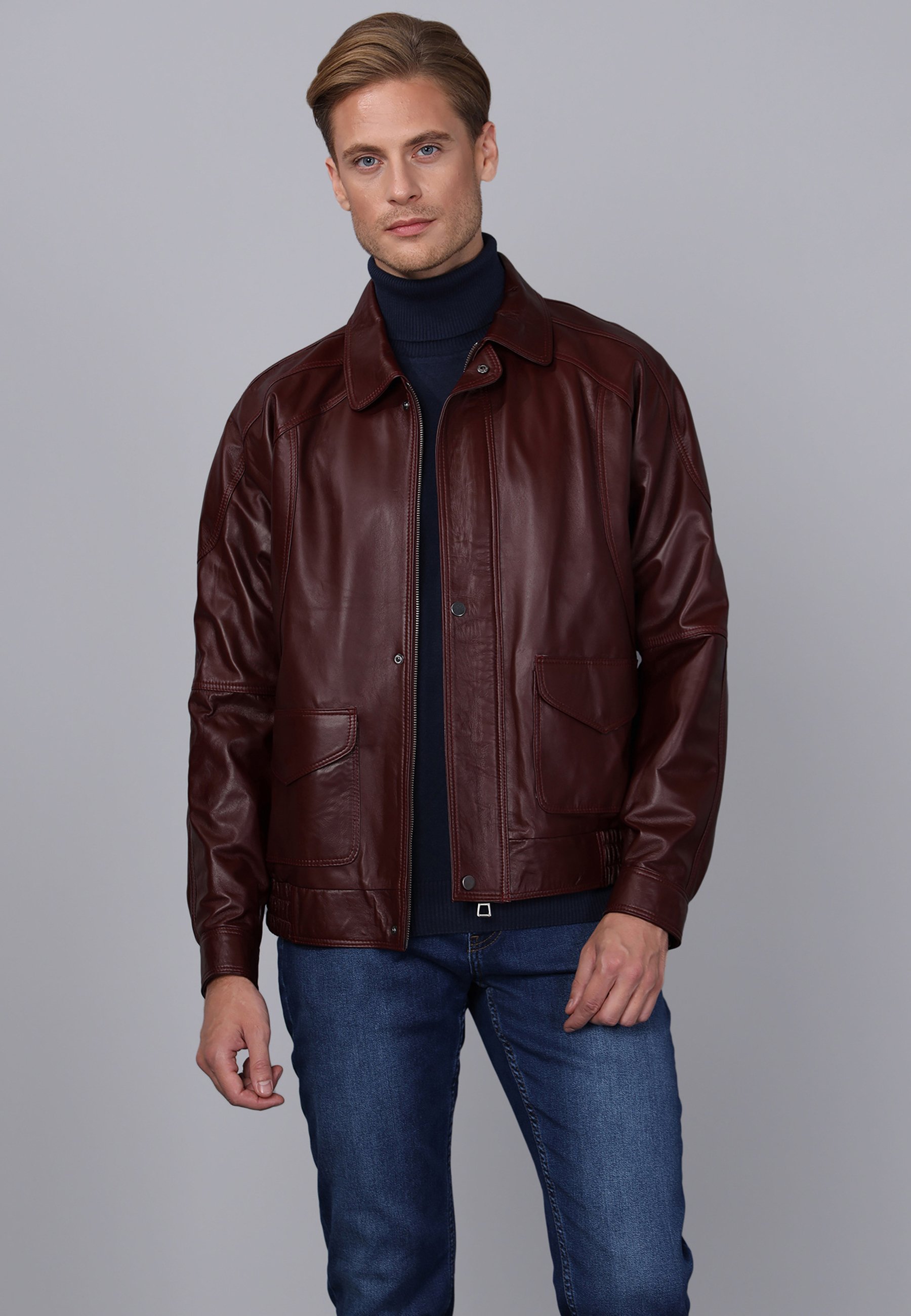 bordeaux leather jacket