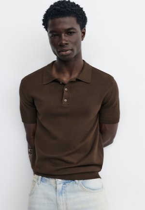 PULL&BEAR, SHORT SLEEVE - Polo - dark brown