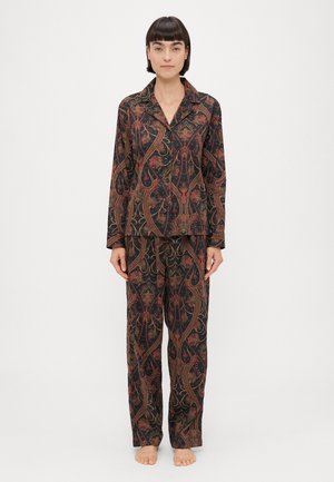NOTCH COLLAR LONG PAJAMA - Komplet pidžame - black