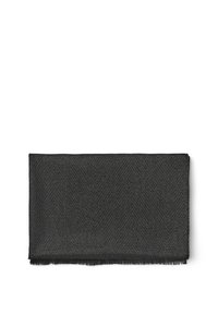 Sciarpa nera con motivo a spina di pesce, bordi rifiniti e una texture morbida. Forma rettangolare che misura circa 180 cm x 70 cm.