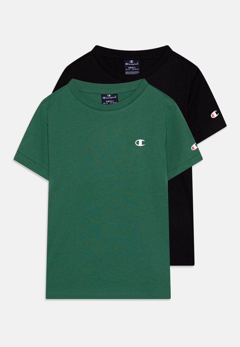 Champion ICONS CREWNECK UNISEX 2 PACK - Paprasti marškinėliai - green/black