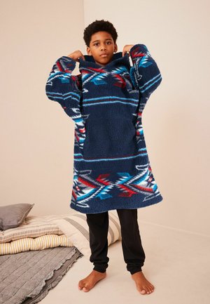 Next Bademantel - navy blue aztec print