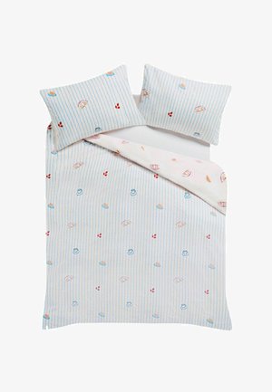 Next, STRIPE REVERSIBLE CROISSANT PRINT DUVET COVER AND PILLOWCASE SET - Bettwäsche - blue natural