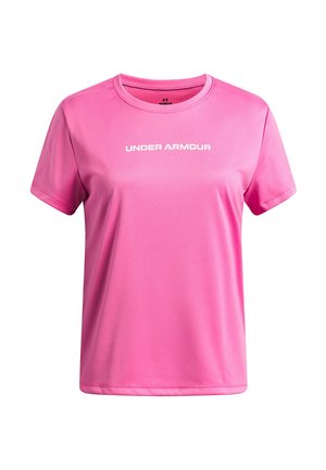 Under Armour, TECH BRANDED - T-shirt print - pink frenzy