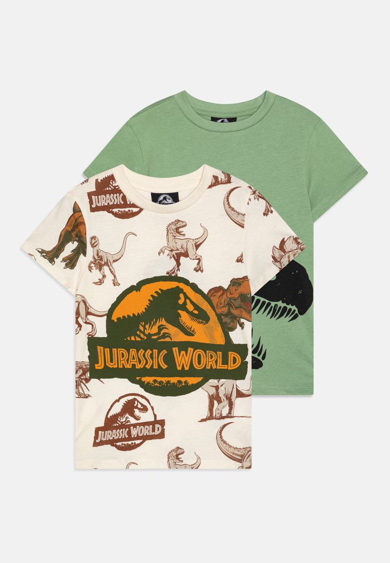Friboo JURASSIC PARK 2 PACK - T-shirts med print - off-white/green