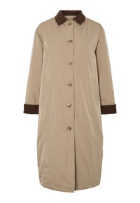 PCJORMA LONG CORDUROY JACKET - Klasický kabát - greige detail/hot fudge