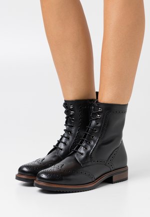 LEATHER - Šněrovací kotníkové boty - black