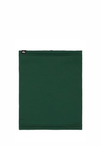 Gaiter de cuello verde hecho de un tejido suave y elástico. Presenta una etiqueta de logo negra en un lado y costuras planas a lo largo.