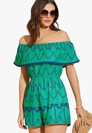 Lipsy HOLIDAY PALM BRODERIE BARDOT-REGULAR FIT - Lühikeste varrukatega bodi - green