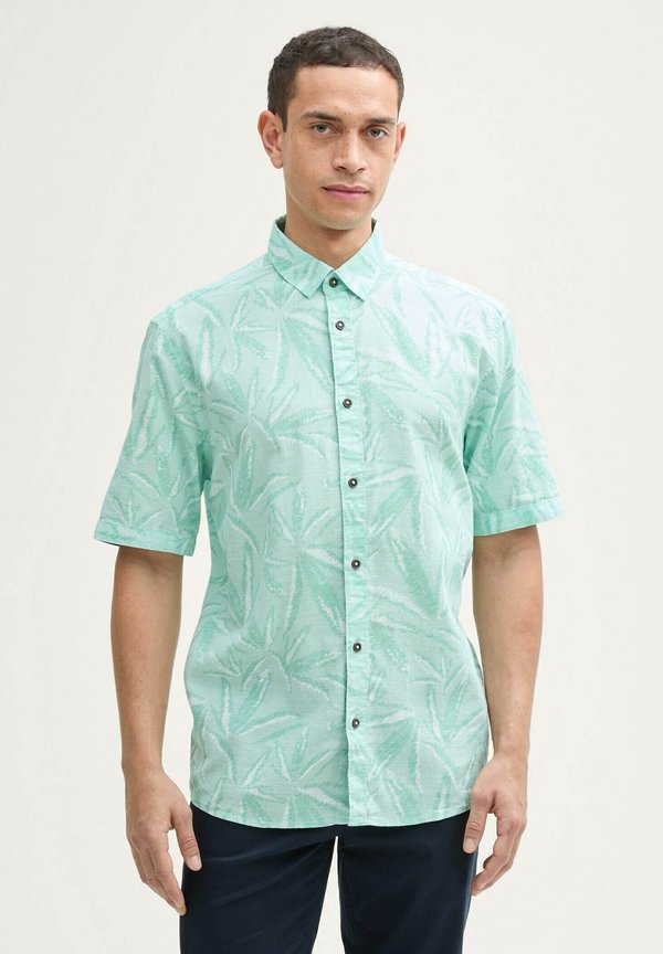 Hemd - mint tonal leaf design