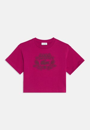 Lacoste, OVERSIZED LOGO FLOCKED TEE - Μπλουζάκι με στάμπα - rubine