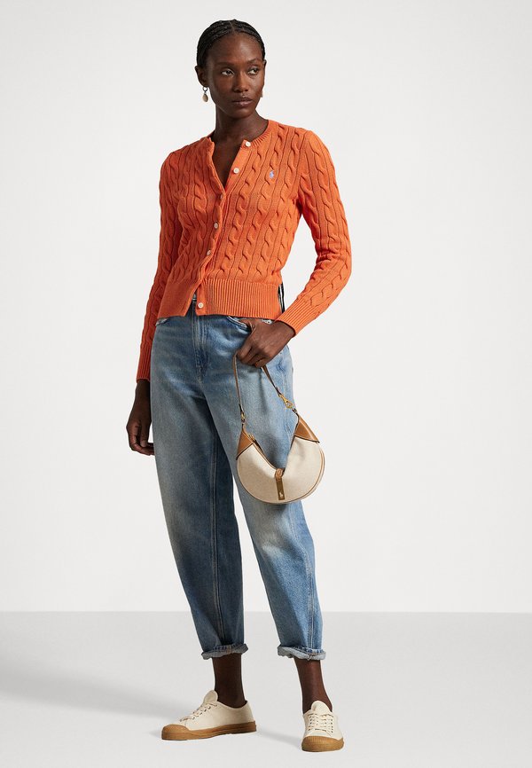 CABLE KNIT COTTON CREWNECK CARDIGAN - Cardigan - solar sky2