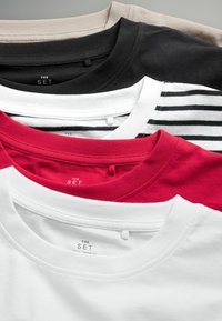 THE SET REGULAR FIT 5 PACK - Top s dlouhým rukávem - beige navy blue red white navy&white stripe
