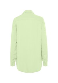 Light green long-sleeve shirt with a collared neck, button cuffs, and a smooth fabric texture. Designed with a relaxed shape.