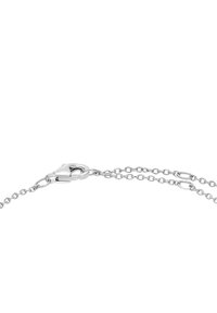 Silver lobster clasp med justerbara länkade kedjeavsnitt på en vit bakgrund.