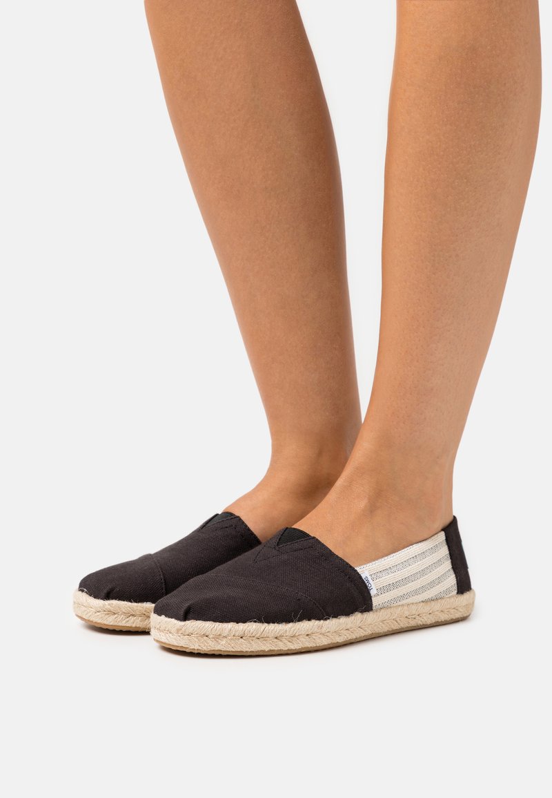 toms black leather women's espadrilles