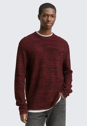 STRICK IM 2-IN-1-LOOK - Strickpullover - burned red black mouline