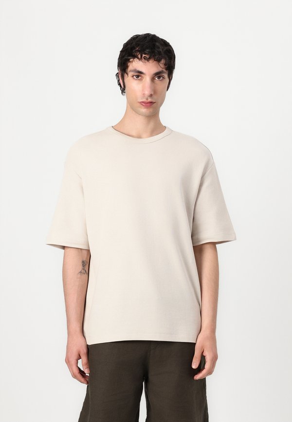 SLHRELAXLEON BINDING O NECK TEE - Basic T-shirt - oatmeal