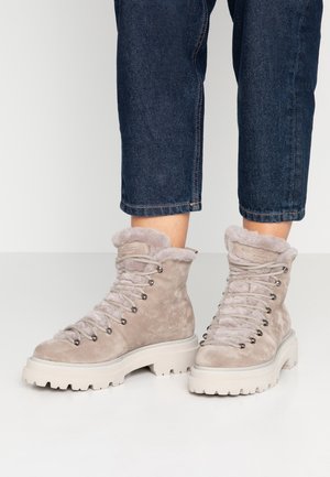 Enkellaarsjes met plateauzool - taupe