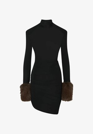 LIU JO, LIU JO DRESS WITH TEDDY CUFFS - Robe droite - black