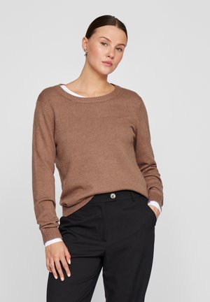 VILA VIRIL O-NECK L/S KNIT TOP - NOOS - Pullover - portabella