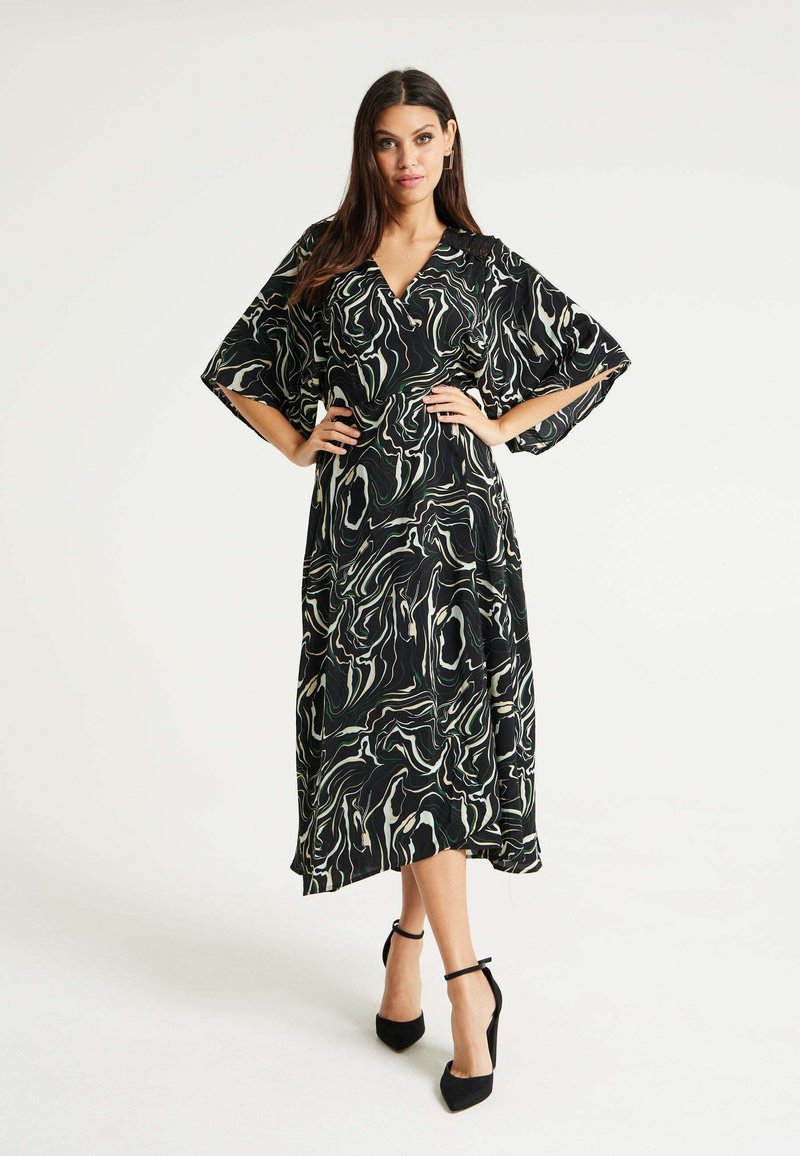 Liquorish SCRIBBLE PRINT WITH SLEEVES  - Day dress - black
