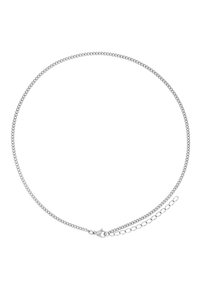 Collana in argento con un design semplice a maglie rotonde, chiusura a gancio e catena di estensione regolabile.
