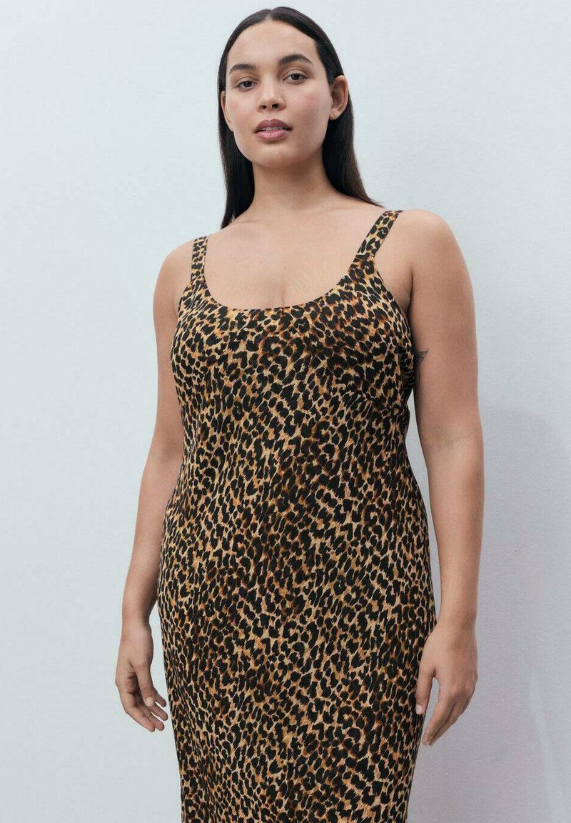 Mango ANIMAL-PRINT MIDI - Day dress - black brown/black - Zalando