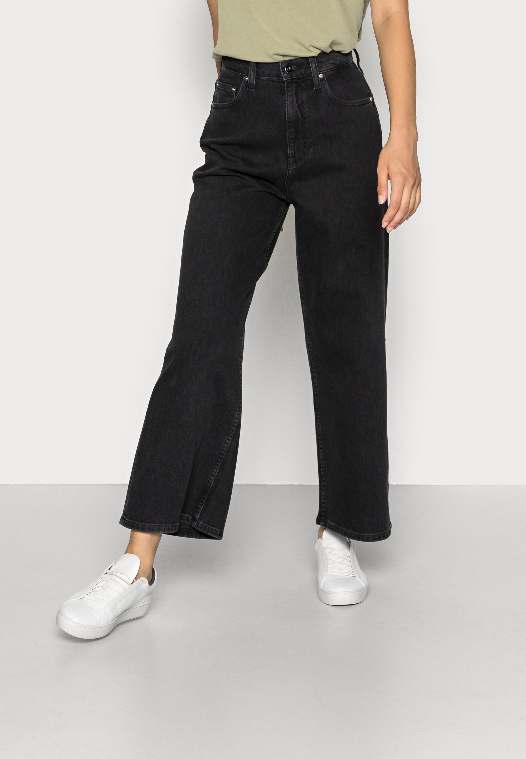 Calvin Klein WIDE LEG - Jean boyfriend - denim black/denim gris - ZALANDO.FR