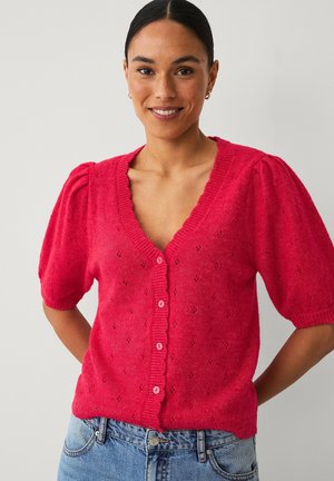MIT PUFFÄRMELN - Cardigan - rote farbe