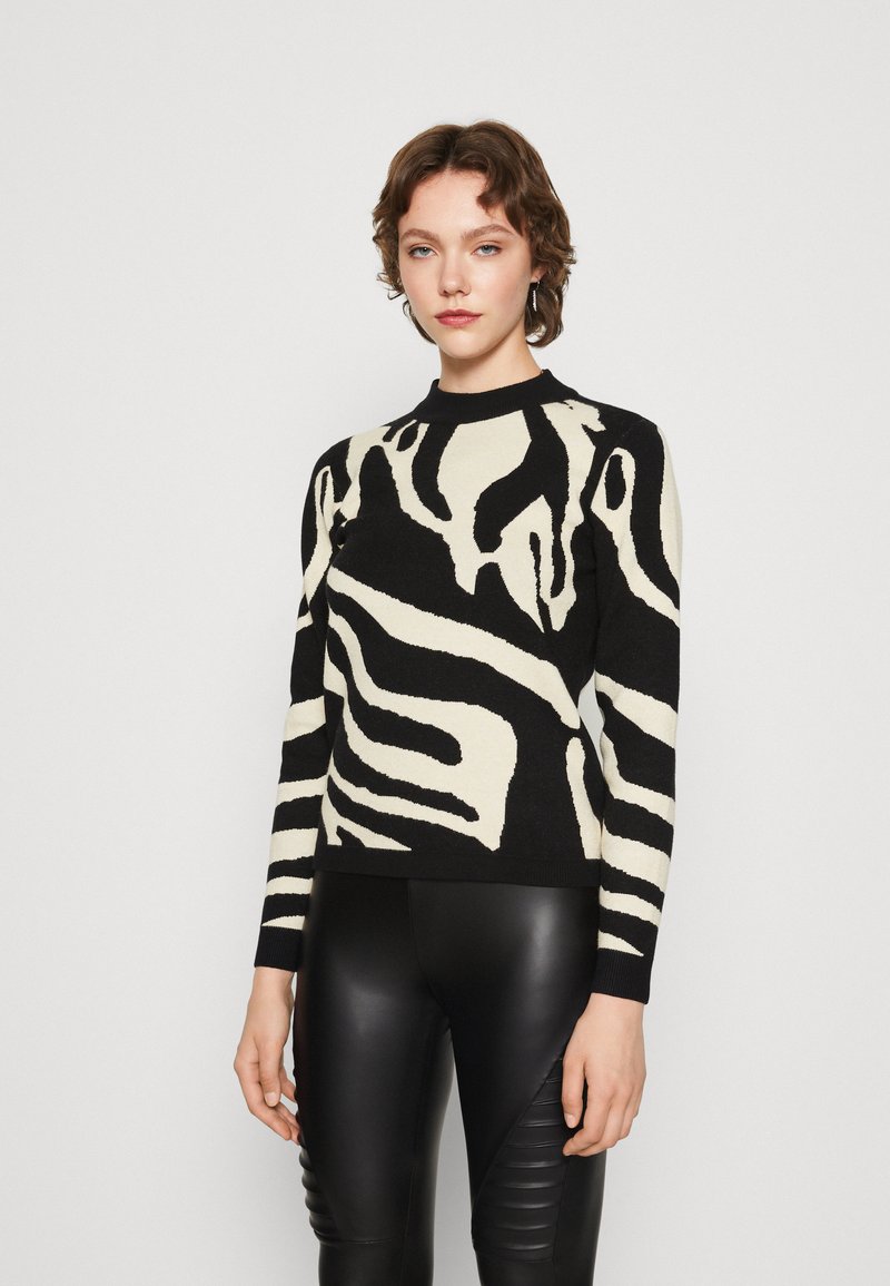 Objlaney Rubin Ls Pullover Black Detail Sandshell New Flo