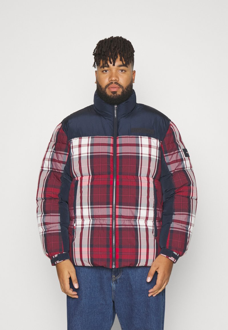 Tommy Hilfiger CHECK PUFFER JACKET - Zimní bunda - dark blue/bordeaux ...