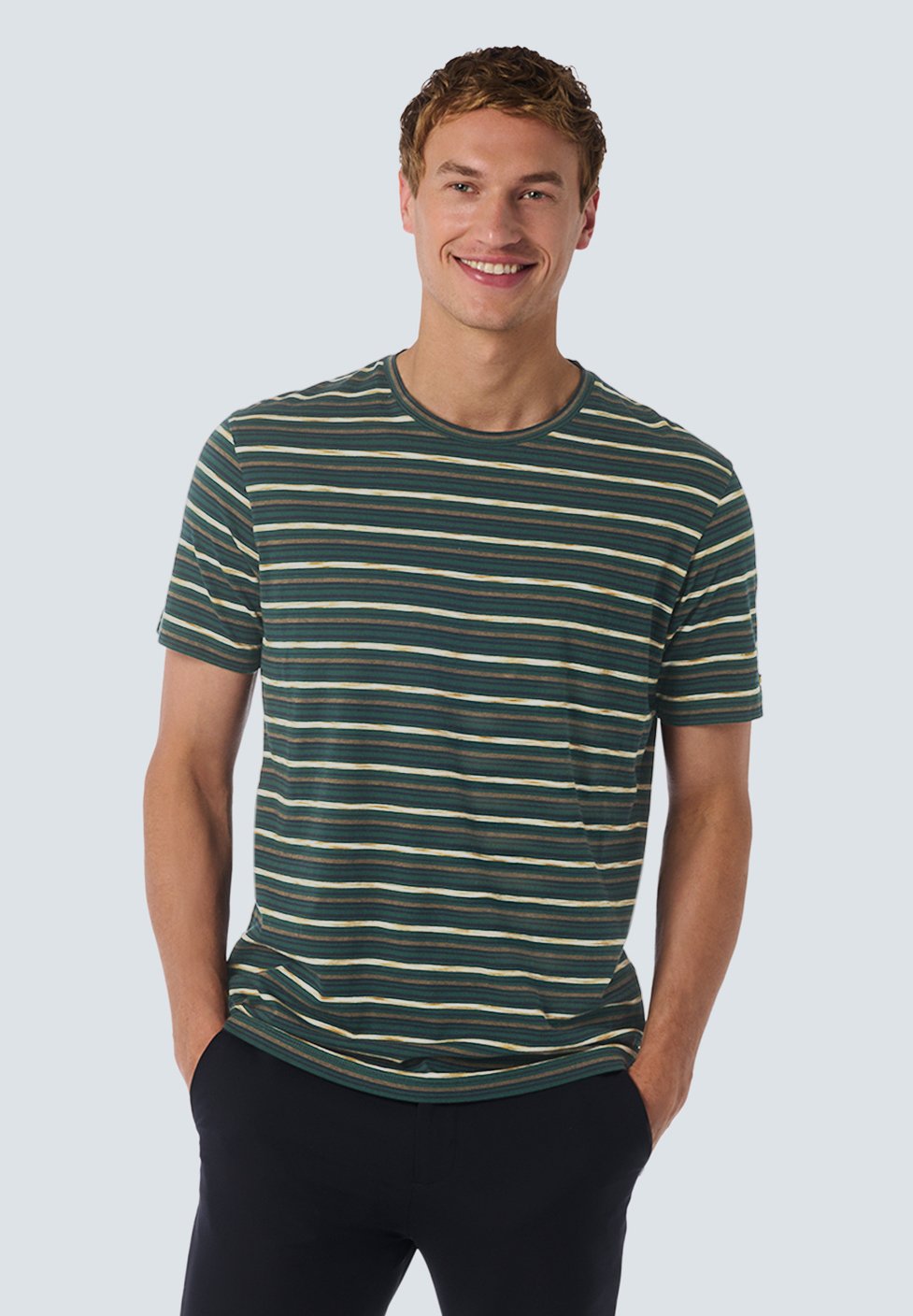 NO EXCESS WITH ROUND NECK AND STRIPES - Print T-shirt - dark green - Zalando