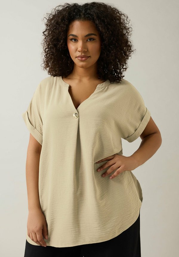 STRIPE BUTTON FRONT - Bluse - natural