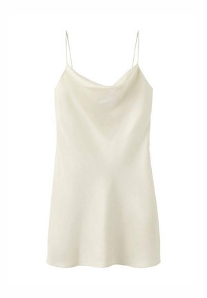 Cami-Top in Off-White, gefertigt aus Satin-Stoff, mit dünnen verstellbaren Trägern, legerer Passform und einem dezenten Schimmer auf der Oberfläche.