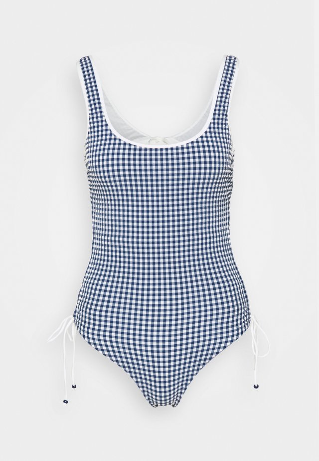 VINTAGE BEACH SWIMSUIT NO PADS NO WIRE - Badeanzug - blue/offwhite