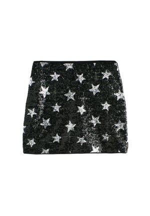 Next, REGULAR FIT - STAR SEQUIN MINI SKIRT . - A-vonalú szoknya - black silver