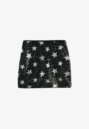 Next, REGULAR FIT - STAR SEQUIN MINI SKIRT . - A-vonalú szoknya - black silver