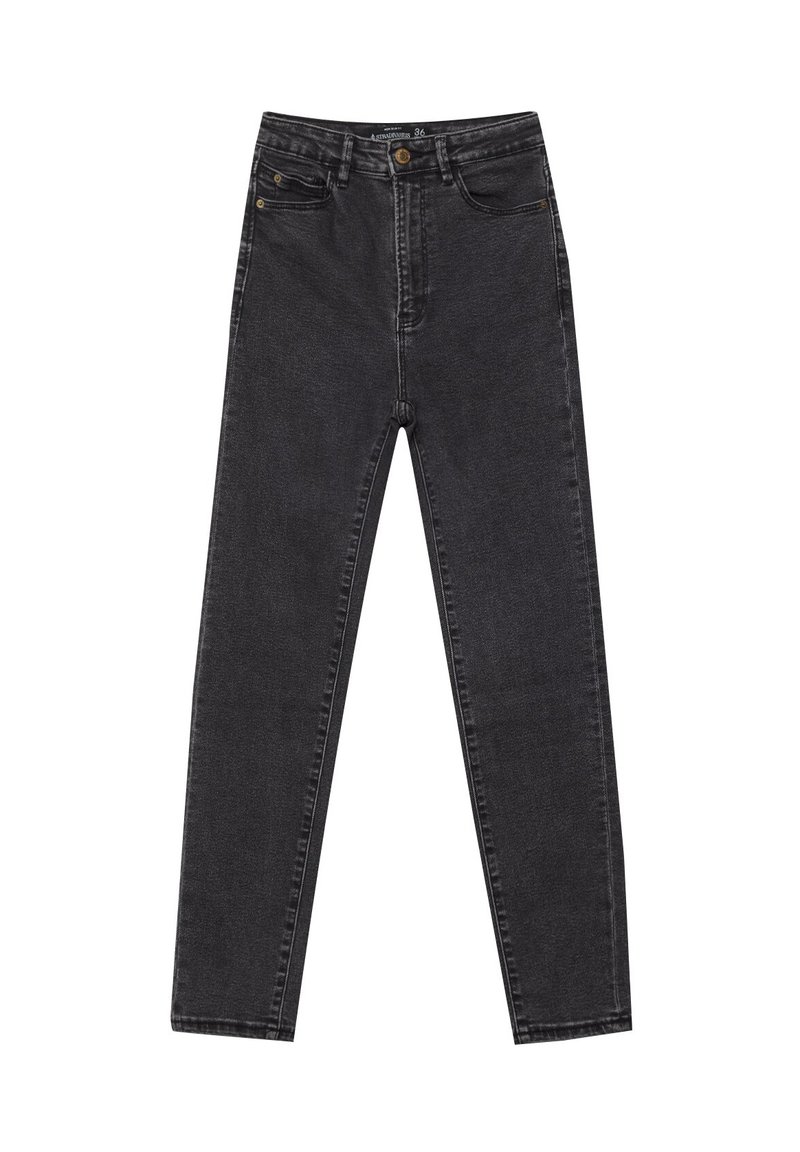 Stradivarius Black Zip Jeans Stradivarius MOM-FIT Slim Fit Jeans Black  Denim Zalando