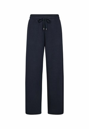 Marineblaue weit geschnittene Jogginghose mit elastischem Bund und schwarzem Zugband, entworfen für den lässigen Gebrauch.