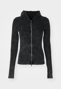 DYED FITTED ZIP HOODIE - Gilet - black