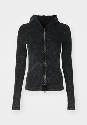Weekday DYED FITTED ZIP HOODIE - Vest - black