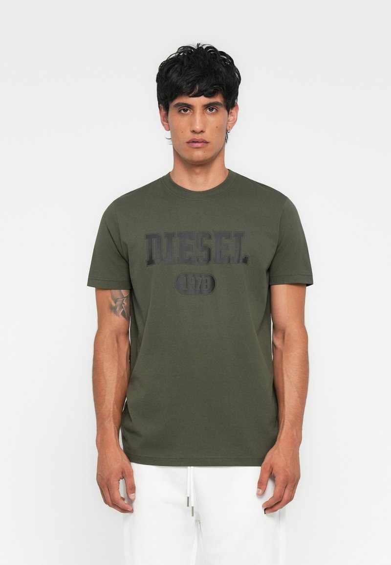 Diesel T-shirt print donkergroen