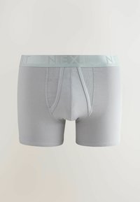 Šedé bavlnené boxerky s mäkkým elastickým pásom, na ktorom je nápis "NEXT." Obsahujú šitý rozkrok a priliehavý strih pre pohodlie.