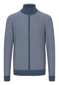 Sudadera con cremallera en azul, con un patrón de punto texturizado, un cuello alto y puños y dobladillo de punto acanalado. Cuenta con una cremallera de longitud completa.