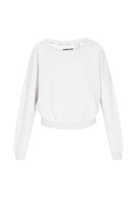 Lichtgrijze cropped sweatshirt van zacht stof, met een ronde halslijn en lange, losse mouwen met geribbelde manchetten en zoom.