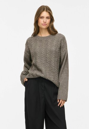 VILA, KNITTED PULLOVER VILIGA CABLE - Pullover - grey