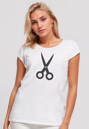 CLASSIC ROLL UP  SCISS - Print T-shirt - white